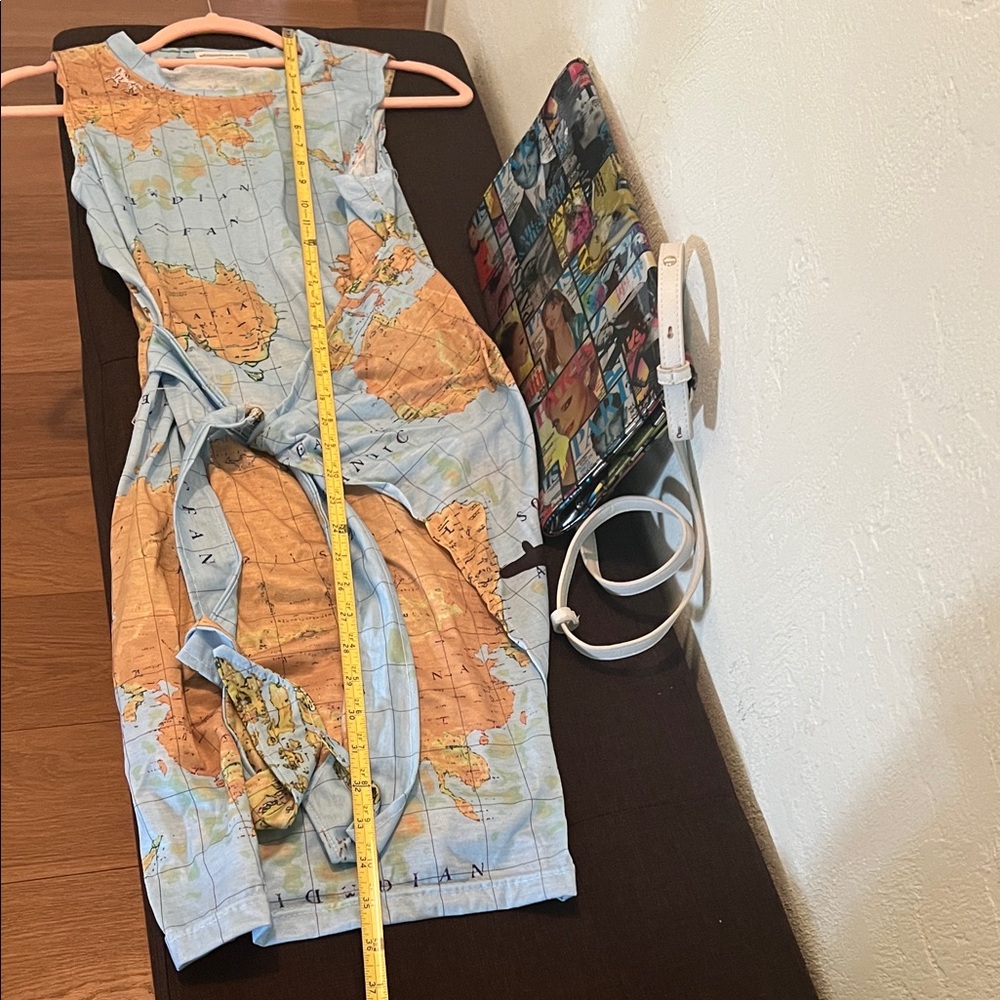 # 0717+ The World Map Print Sleeveless Dress W/ WHT - Picture 5 of 9